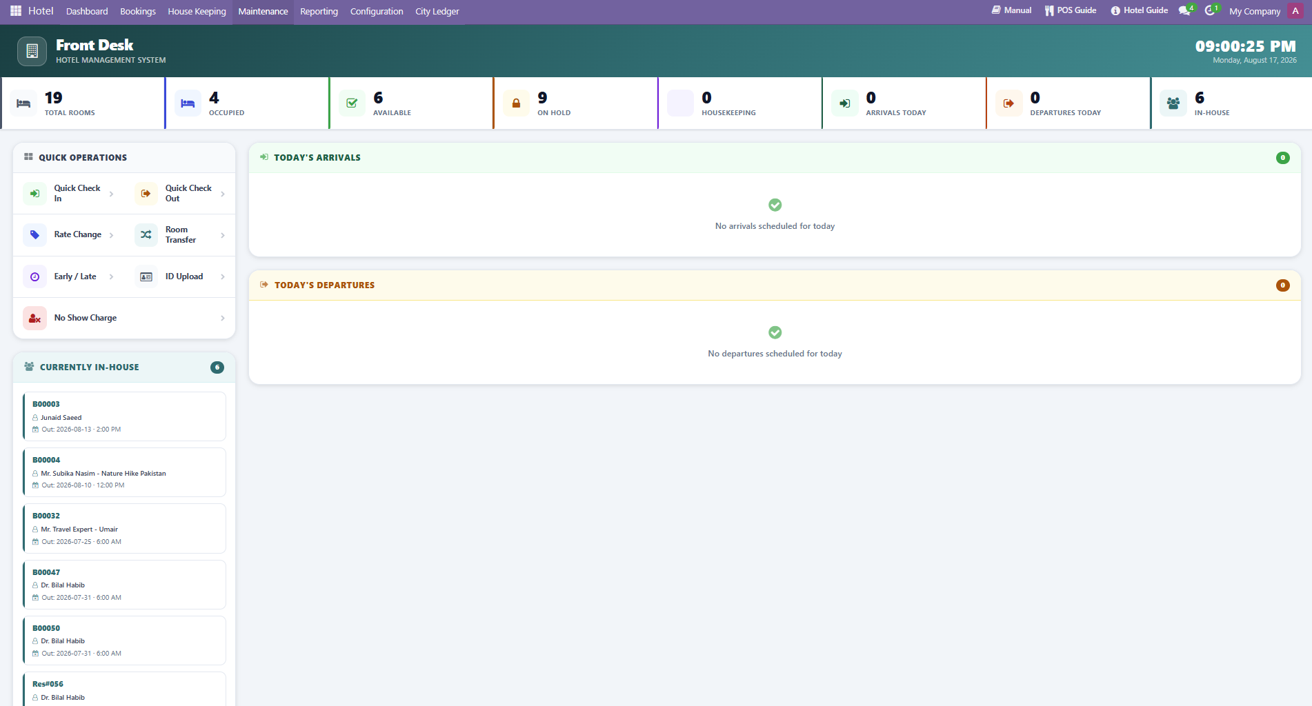 Front Desk Command screenshot
